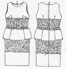 Технический рисунок платья с баской