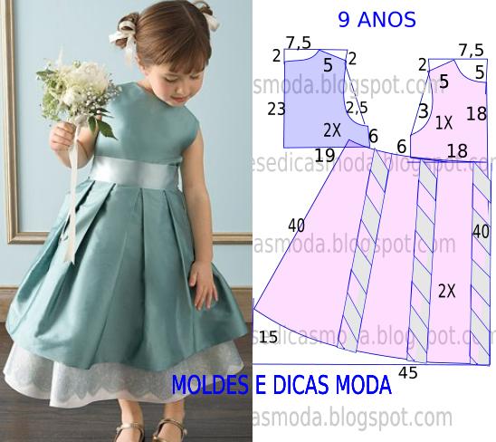 Выкройка трикотажного платья для девочки KD150318
