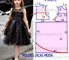 Выкройка: пышное платье для девочки с юбкой-солнце