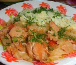 Капуста, тушеная в мультиварке + картофельное пюре