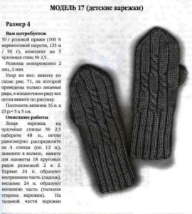 Описание вязания детских рукавичек