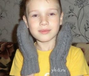 Варежки спицами на 6 - 7 лет