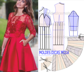 Моделирование платья с отрезной юбкой в складку на основе платья-футляра