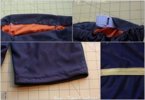 Соединяем детали, вставляем резинку, обрабатываем низ и пришиваем лампасы