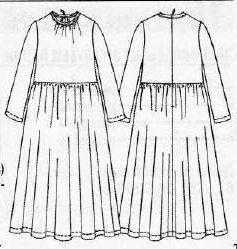 Технический рисунок платья с юбкой на резинке