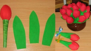 Букет из гофрированной бумаги и одноразовых ложек