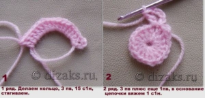 Вяжем 1 и 2 ряды