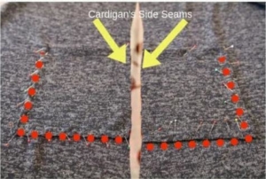 Пришиваем там, где помечено красными точками