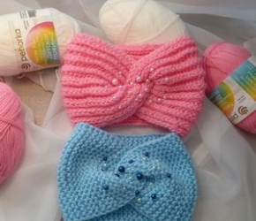 Повязка спицами из пряжи Пехорка "Детская новинка"