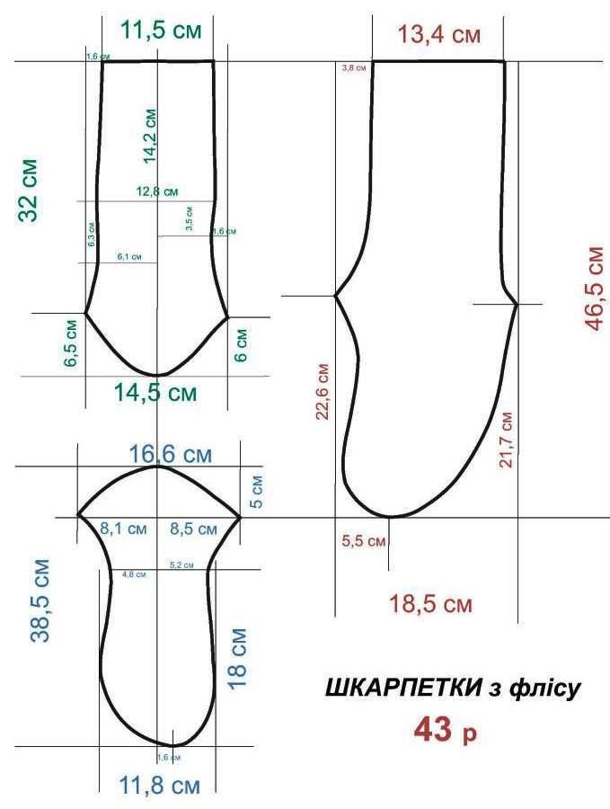 Выкройка носков