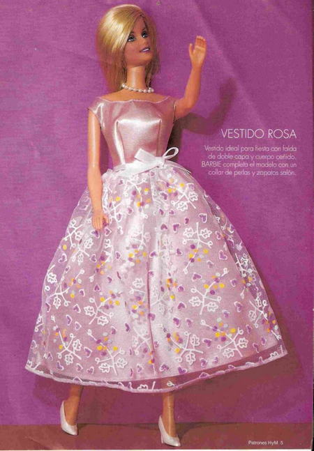 Выкройка красивого платья для куклы Барби