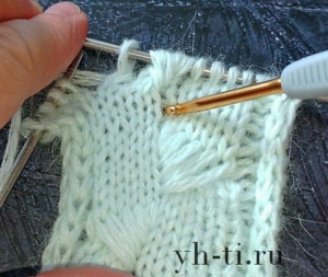 Узор косы с вытянутыми петлями