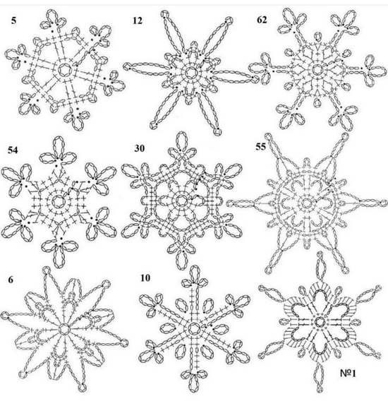 Схемы снежинок крючком